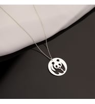 DKMN Gümüş Panda Şekilli Unisex 925 Ayar Gümüş Kolye Gümüş Unisex Kolye