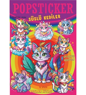 Süslü Kediler Boyama Kitabı Popsticker