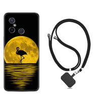 Xiaomi Redmi 12C Kılıf Silikon Boyun Askılı İpli Desenli Silikon Ay ve Flamingo 1775