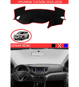 Hyundai Tucson 2016-2018 Için Uygun Torpido Koruma Halısı Siyah Kenar Renk Kırmızı