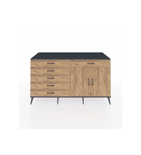 Kronos Konsol Tek Raflı 6 Çekmeceli 2 Kapaklı 176x59x99 Antrasit-Çam