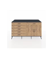 Kronos Konsol Tek Raflı 6 Çekmeceli 2 Kapaklı 176x59x99 Antrasit-Çam