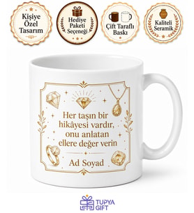 Kuyumcuya Hediye Altın Sarısı Işıltılı Özel Tasarım Kupa Bardak