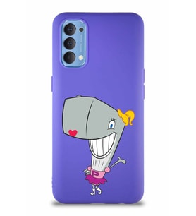 Oppo Reno 4 Soft Premier Kapak Pearl Yengeç Tasarımlı Silikon Kılıf - Mor (Şeffaf)