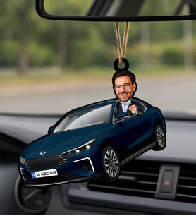 BK Gift Kişiye Özel Erkek Gemlik Renk Togg Karikatürlü Ahşap Plakalı Araba Dikiz Ayna Süsü-1 , Arkadaşa Hediye, Sevgiliye Hediye, Araba Hediyesi