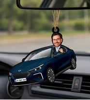 BK Gift Kişiye Özel Erkek Gemlik Renk Togg Karikatürlü Ahşap Plakalı Araba Dikiz Ayna Süsü-1 , Arkadaşa Hediye, Sevgiliye Hediye, Araba Hediyesi