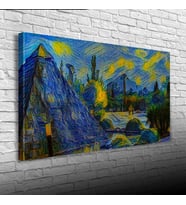 Mavi Tonlarda Doğa Manzarası Kanvas Tablo 60 x 120