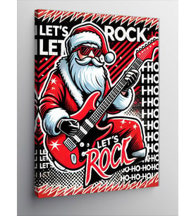 Kanvas Tablo Noel Baba Rock Gitar Çalıyor
