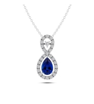 Pırlantalı Safir Sonsuzluk  Kolye (Altın-Beyaz)
