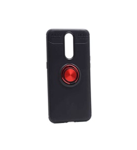 Oppo RX17 Pro Uyumlu Kılıf Zore Ravel Silikon Kapak (Siyah-Kırmızı)