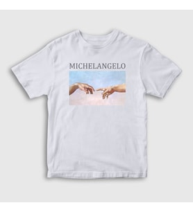 Presmono Unisex Çocuk Beyaz Creation of Adam Yaratılış Michelangelo T-Shirt 302918tt