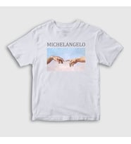 Presmono Unisex Çocuk Beyaz Creation of Adam Yaratılış Michelangelo T-Shirt 302918tt