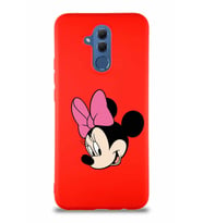 Huawei Mate 20 Lite Soft Premier Kapak Minnie Mouse-B Tasarımlı Silikon Kılıf - Kırmızı (Şeffaf)