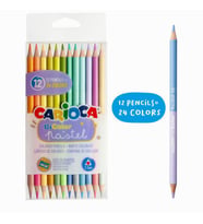 Carioca Bicolor Pastel Renk Kuru Boya Kalemi 12'li (24 Renk) 