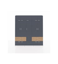 Arges Dolap 12 Raflı 4 Çekmeceli 2 Askılı 220x30x243 Antrasit-Antrasit/Çam