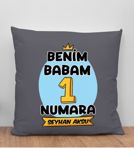 BK Gift Kişiye Özel İsimli Babalar Günü Tasarımlı Gri Kırlent Yastık-11, Babaya Hediye, Ev Dekorasyonu, Babalar Günü Hediyesi
