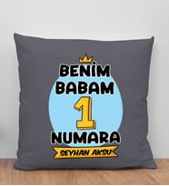 BK Gift Kişiye Özel İsimli Babalar Günü Tasarımlı Gri Kırlent Yastık-11, Babaya Hediye, Ev Dekorasyonu, Babalar Günü Hediyesi