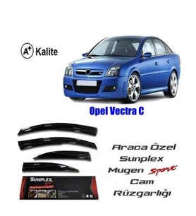 Opel Vectra C Mugen Cam Rüzgarlığı 2002-2008 arası 4'lü Sunplex (Beyaz)