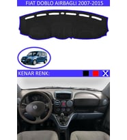 Fiat Doblo Airbagli 2007-2015 Için Uygun Torpido Koruma Halısı Siyah Kenar Renk Mavi