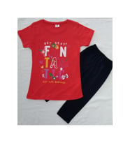 Aybeyce FANTASTIC Baskılı Kız Çocuk Tshirt-Tayt Takım 9-12 Yaş Kırmızı