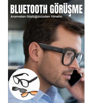 Mey İthalat® Yapay Zekâ Destekli Kablosuz Akıllı Gözlük Bluetooth Görüşme Müzik Dinleme ve Manyetik Şarj Özellikli