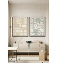 Geometrik Şıklık Minimalist 2'li Ahşap Çerçeveli Tablo Seti