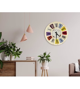 BK Home Retro Dekoratif 45cm Ahşap Duvar Saati-10 (Beyaz)