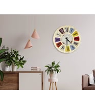 BK Home Retro Dekoratif 45cm Ahşap Duvar Saati-10 (Beyaz)