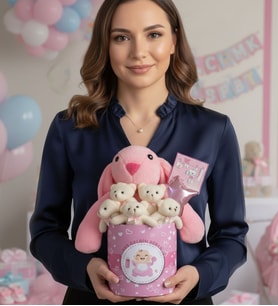 Hoşgeldin Bebek Hediyesi Babyshower Sevimli Uyku Arkadaşı Tavşan ve Yumoş Peluş Ayıcık