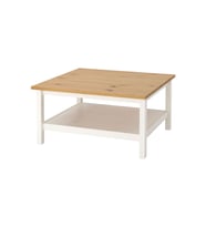 HEMNES Orta Sehpa, Beyaz Vernik-Açık Kahverengi, 90x90 cm (Beyaz - Kahverengi)