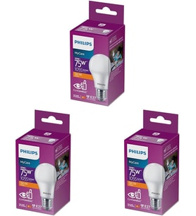 75W Led Ampul, 2700K Sarı Işık, E27 Normal Duy sarı 3lü paket