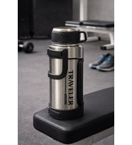 1200 Ml Çift Katmanlı Vakumlu Çelik Termos Taşıma Saplı Sızdırmaz Outdoor Büyük Boy (Beyaz Gümüş)