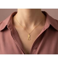 Kişiye Özel 925 Ayar Gümüş Satranç Vezir Piyon Tasarım Kolye (Gold)