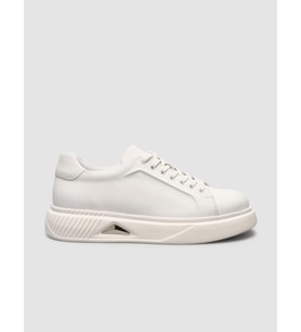 %100 Nubuk Deri Beyaz Erkek Sneaker