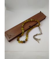 YEŞİL DAMARLI AKİK TAŞI TESPİH Ahşap Kutulu / 10 mm DOĞALTAŞ TESPİH