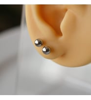 Cerrahi Çelik 5 mm Top Küpe Gümüş Renk (Çok Renkli)
