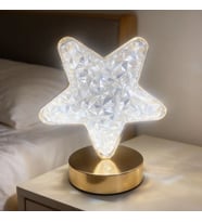 Yıldız Model Kristal LED Masa Lambası – Dokunmatik, 3 Renk Işık Modlu, Şarjlı Mini Dekoratif Gece Lambası (5343)