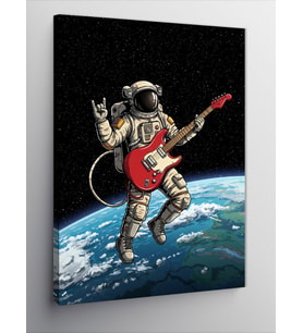 Kanvas Tablo Uzayda Kırmızı Gitar