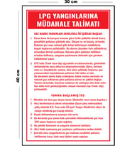 Metal LPG Yangınlarına Müdahale Talimatı 30 cm x 40 cm A3 Büyüklüğünde Uyarı Levhası Yönlendirme