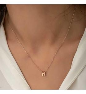 Hk Gümüş Kadın Kolye Rose 3 Boyutlu H Harf Gümüş Takı Hediyelik Ürünler