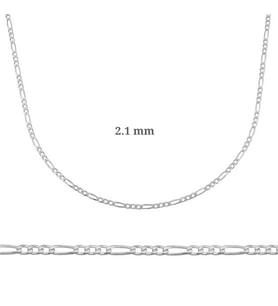 2.10 mm Gümüş Figaro Zincir - 0.60 mikron