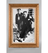 Altın Varaklı Çerçeveli Paspartulu Atatürk Tablo a718 (Gold)