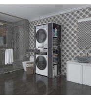 Kenzlife çamaşır-kurutma makinesi dolabı bacce sağ gri 187*090*60 çekmeceli banyo (Beyaz)