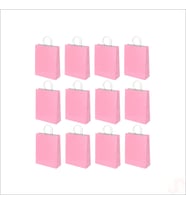 Büküm Saplı Kraft Çanta 22 x 16 x 8 cm, Pembe - 12 Adet (STD)