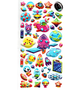 Sticker Kabartmalı Stiker Defter, Planlayıcı Etiket (limlra-033) - 17X9 cm - Uzay, Galaksi