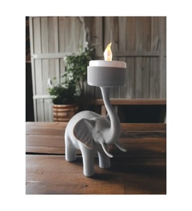 Gri Renk Minimal Pilli Tea Light Tasarım Fil Bioplastik