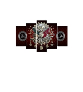 OSMANLI TUĞRASI 5 PARÇA MDF TABLO ( 95X55 CM )