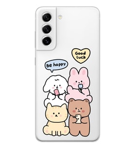 Samsung Galaxy S22 Uyumlu Sevimli Ayıcıklar Desenli Şeffaf Telefon Kılıfı