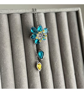 Idyllia Kolye Silver Mavi Çiçek Y Kolye