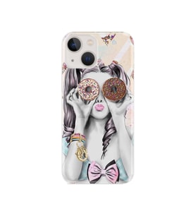 Iphone 13 Uyumlu Kılıf Resimli Desenli Baskılı Silikon Kılıf Donut Girl 1408